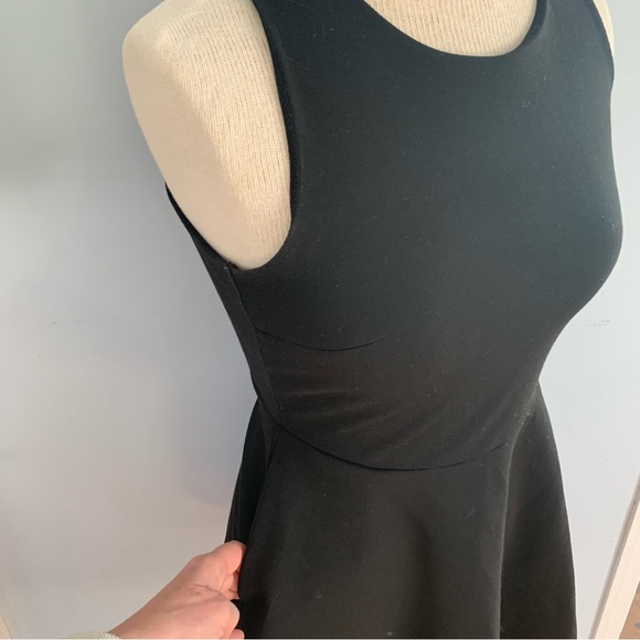 Francesca’s black tank dress LBD cross-back, fit n flare skater skirt & pockets! - Picture 3 of 7